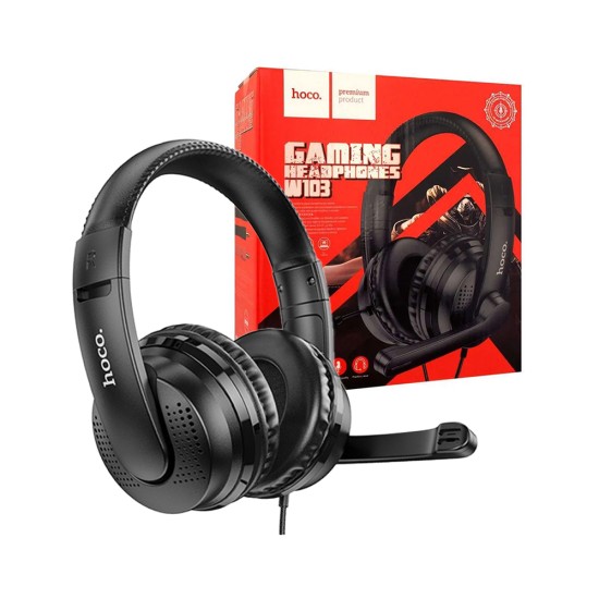 Hoco Magic Tour Gaming Headphones W103 with Audio Adapter 3.5mm 1.2m Black